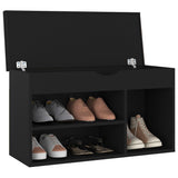 Vidaxl schoenenbank met kussen 80x30x47 cm bewerkt hout zwart - afbeelding 3
