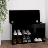 Vidaxl schoenenbank met kussen 80x30x47 cm bewerkt hout zwart - afbeelding 1