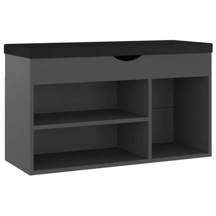 Vidaxl schoenenbank met kussen 80x30x47 cm bewerkt hout grijs