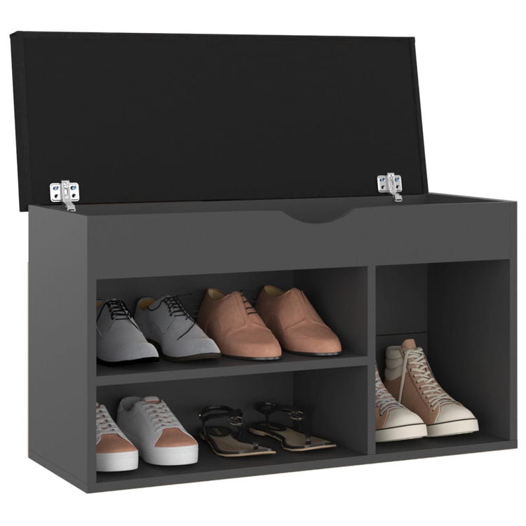 Vidaxl schoenenbank met kussen 80x30x47 cm bewerkt hout grijs