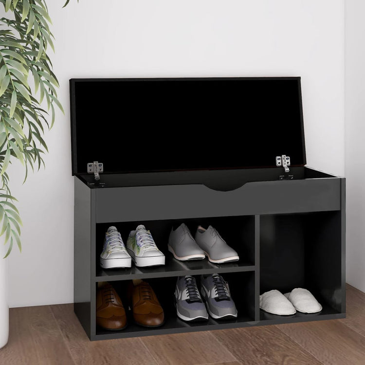 Vidaxl schoenenbank met kussen 80x30x47 cm bewerkt hout grijs