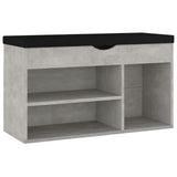 Vidaxl schoenenbank met kussen 80x30x47 cm bewerkt hout betongrijs - afbeelding 2