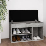 Vidaxl schoenenbank met kussen 80x30x47 cm bewerkt hout betongrijs - afbeelding 1