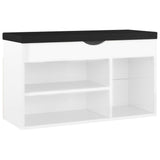 Vidaxl schoenenbank met kussen 80x30x47 cm bewerkt hout hoogglans wit - afbeelding 2