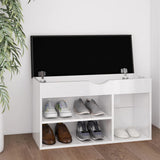 Vidaxl schoenenbank met kussen 80x30x47 cm bewerkt hout hoogglans wit - afbeelding 1