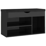 Vidaxl schoenenbank met kussen 80x30x47 cm hout hoogglans zwart - afbeelding 2
