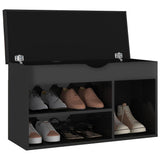 Vidaxl schoenenbank met kussen 80x30x47 cm hout hoogglans zwart - afbeelding 3