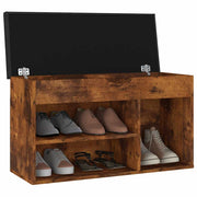 Vidaxl schoenenbank met kussen 80x30x47 cm bewerkt hout gerookt eiken - afbeelding 3