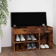Vidaxl schoenenbank met kussen 80x30x47 cm bewerkt hout gerookt eiken - afbeelding 1