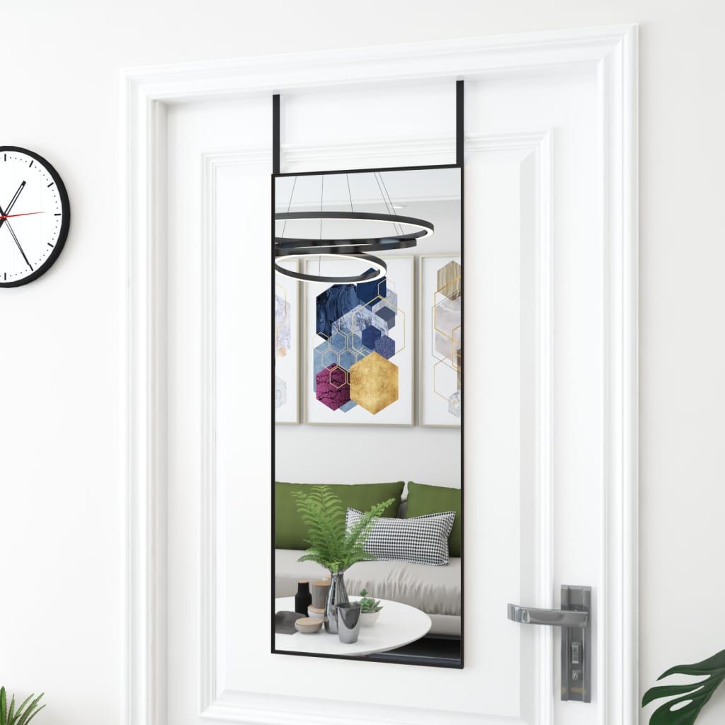 Vidaxl deurspiegel 40x100 cm glas en aluminium zwart