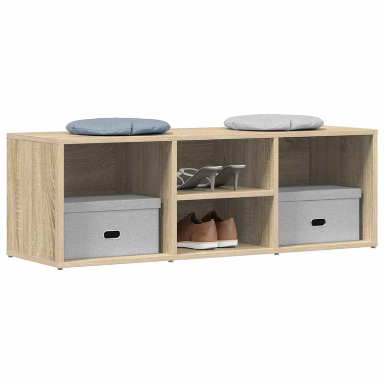 Vidaxl schoenenopbergbank 102x35x35 cm bewerkt hout sonoma eikenkleur