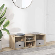 Vidaxl schoenenopbergbank 102x35x35 cm bewerkt hout sonoma eikenkleur - afbeelding 1