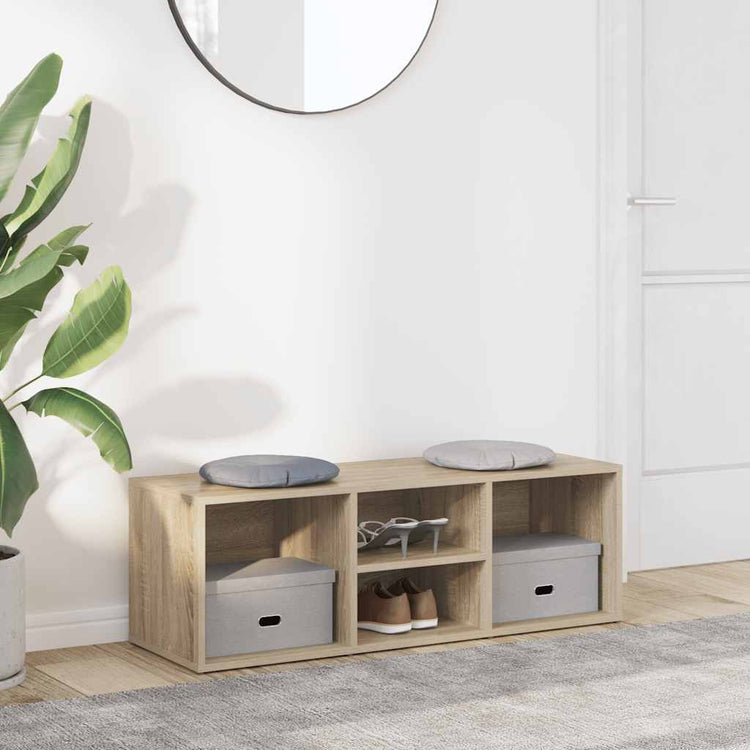 Vidaxl schoenenopbergbank 102x35x35 cm bewerkt hout sonoma eikenkleur