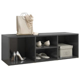 VidaXL Schoenenopbergbank 105x35x35 cm bewerkt hout hoogglans grijs - afbeelding 3