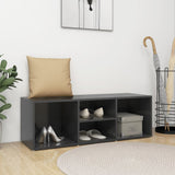 VidaXL Schoenenopbergbank 105x35x35 cm bewerkt hout hoogglans grijs - afbeelding 1