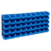 Vidaxl 48-delige opslagbakkenset met wandpanelen blauw en zwart - afbeelding 1