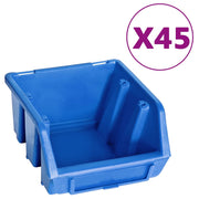 Vidaxl 48-delige opslagbakkenset met wandpanelen blauw en zwart - afbeelding 2
