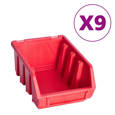 Vidaxl 103-delige opslagbakkenset met wandpanelen rood en zwart