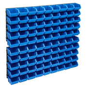 Vidaxl 96-delige opslagbakkenset met wandpanelen blauw en zwart - afbeelding 1