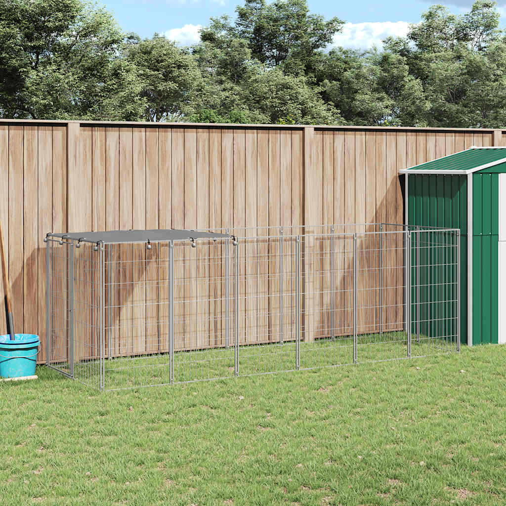 Vidaxl hondenkennel 330x110x110 cm staal zilverkleurig