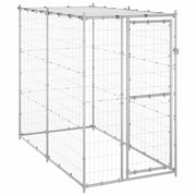 Vidaxl hondenkennel buiten met dak 110x220x180 cm gegalvaniseerd staal - afbeelding 1