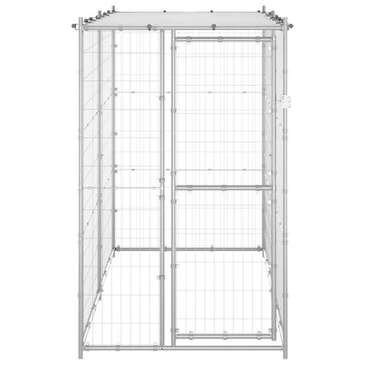 Vidaxl hondenkennel buiten met dak 110x220x180 cm gegalvaniseerd staal