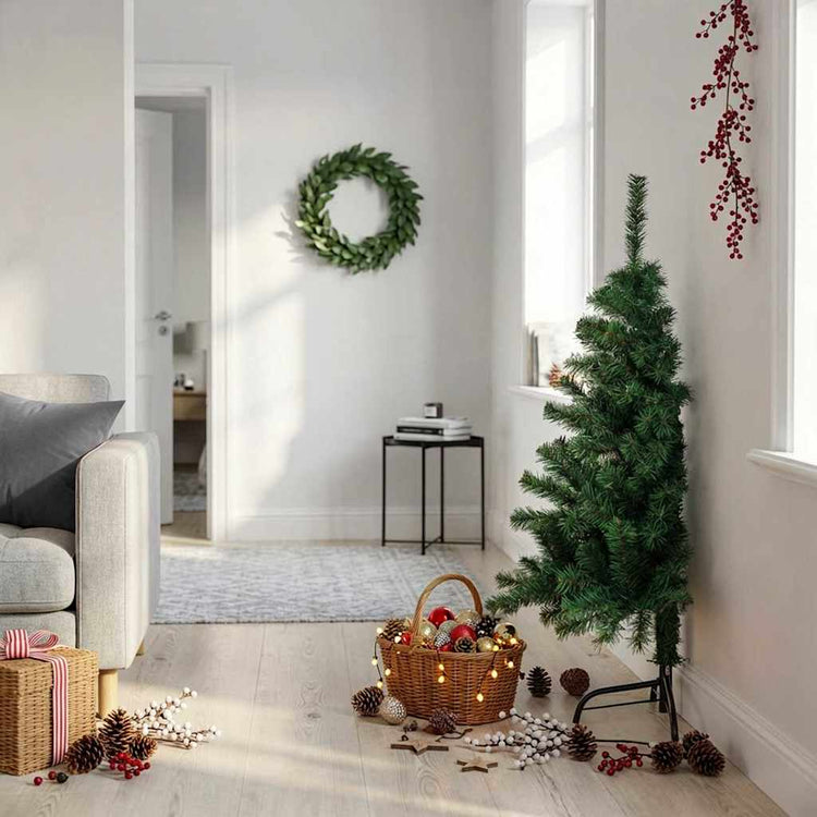 Vidaxl kunstkerstboom met standaard half 120 cm pvc groen