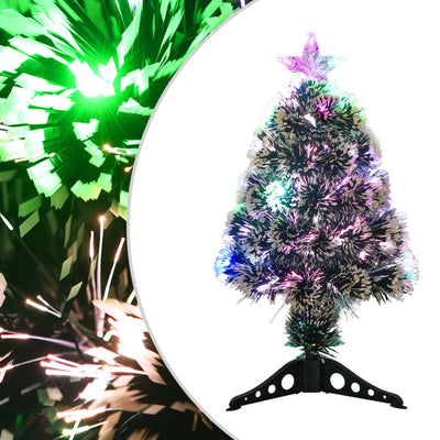 Vidaxl kerstboom met led 64 cm glasvezel groen en wit
