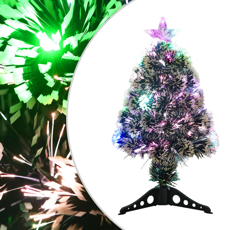 Vidaxl kerstboom met led 64 cm glasvezel groen en wit