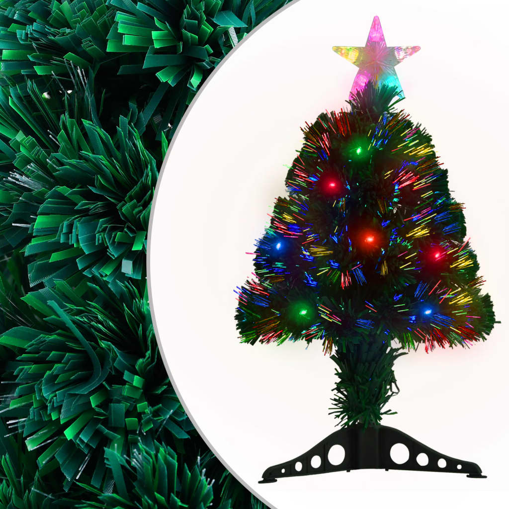 Vidaxl voorverlichte kerstboom met standaard en led 64 cm glasvezel