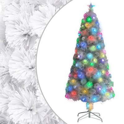 Vidaxl kunstkerstboom met verlichting 150 cm glasvezel wit