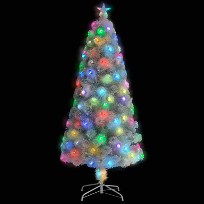 Vidaxl kunstkerstboom met verlichting 150 cm glasvezel wit