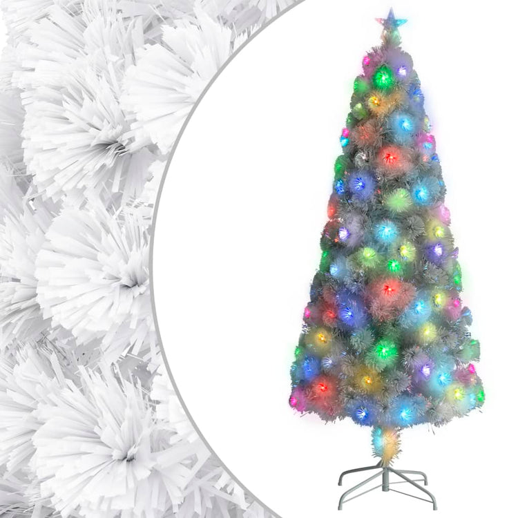 Vidaxl kunstkerstboom met verlichting 180 cm glasvezel wit