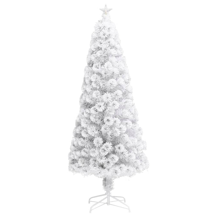 Vidaxl kunstkerstboom met verlichting 180 cm glasvezel wit