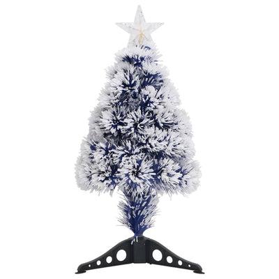 Vidaxl kunstkerstboom met verlichting 64 cm glasvezel wit en blauw