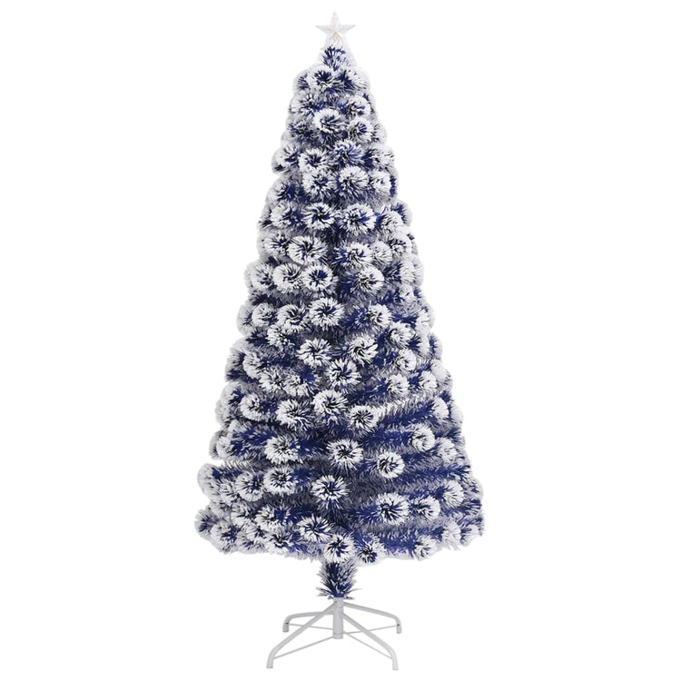 Vidaxl kunstkerstboom met verlichting 120 cm glasvezel wit en blauw