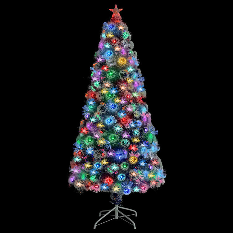 Vidaxl kunstkerstboom met verlichting 150 cm glasvezel wit en blauw