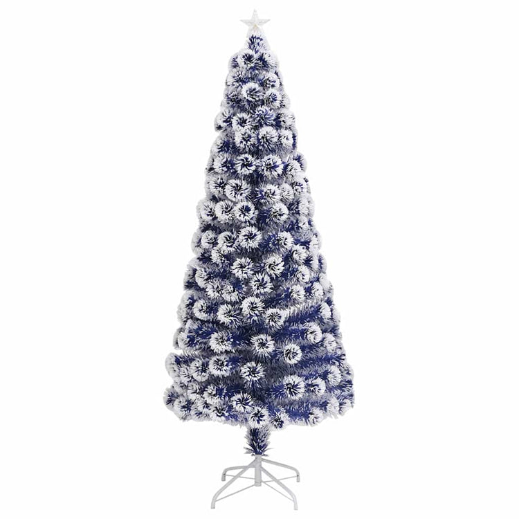Vidaxl kunstkerstboom met verlichting 180 cm glasvezel wit en blauw