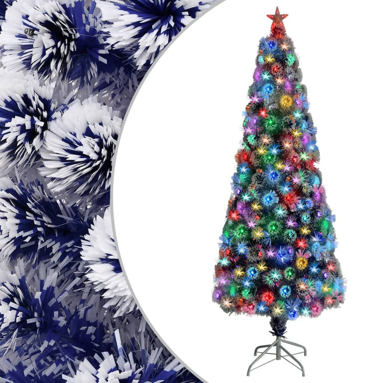 Vidaxl kunstkerstboom met verlichting 240 cm glasvezel wit en blauw