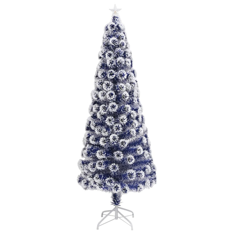 Vidaxl kunstkerstboom met verlichting 240 cm glasvezel wit en blauw