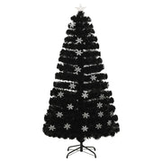 Vidaxl kerstboom met led-sneeuwvlokken 120 cm glasvezel zwart - afbeelding 2