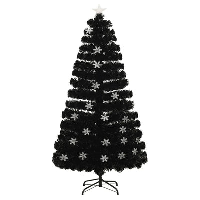 Vidaxl kerstboom met led-sneeuwvlokken 120 cm glasvezel zwart