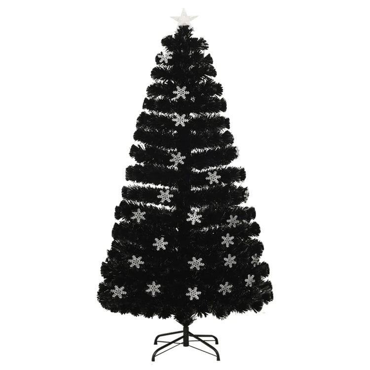 Vidaxl kerstboom met led-sneeuwvlokken 120 cm glasvezel zwart