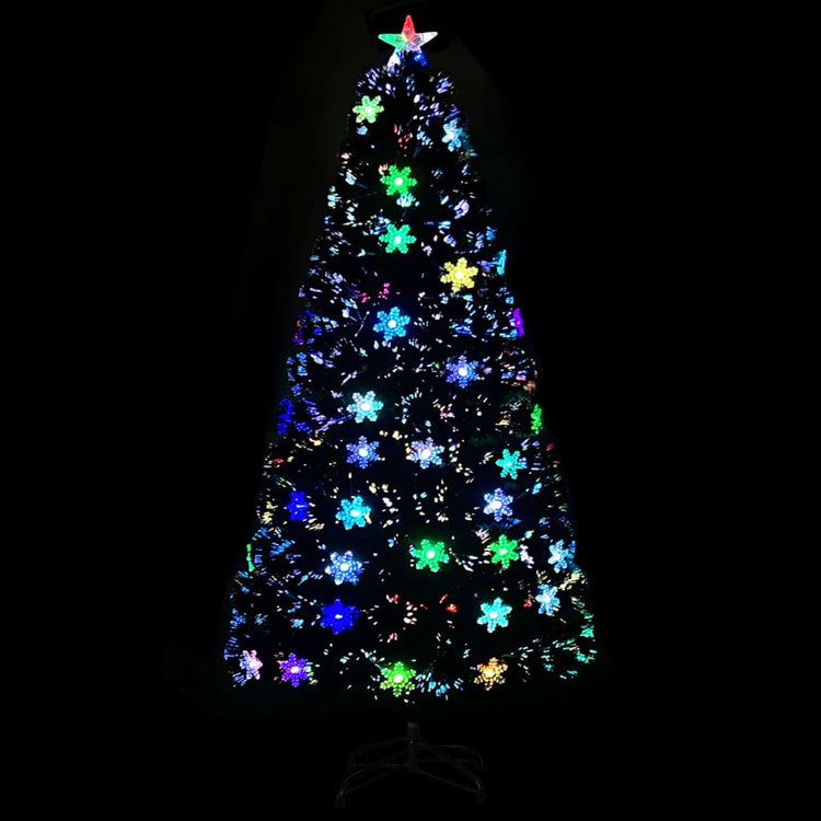 Vidaxl kerstboom met led-sneeuwvlokken 120 cm glasvezel zwart