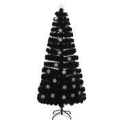 Vidaxl kerstboom met led-sneeuwvlokken 180 cm glasvezel zwart - afbeelding 2