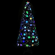Vidaxl kerstboom met led-sneeuwvlokken 180 cm glasvezel zwart - afbeelding 3