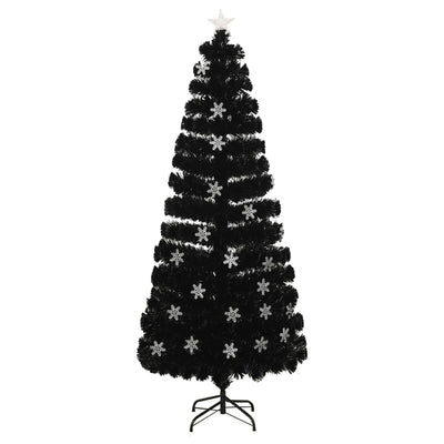Vidaxl kerstboom met led-sneeuwvlokken 210 cm glasvezel zwart