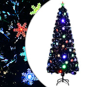 Vidaxl kerstboom met led-sneeuwvlokken 240 cm glasvezel zwart - afbeelding 1