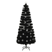 Vidaxl kerstboom met led-sneeuwvlokken 240 cm glasvezel zwart - afbeelding 2