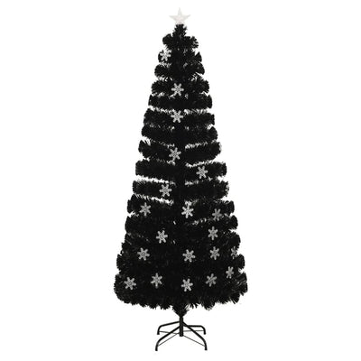 Vidaxl kerstboom met led-sneeuwvlokken 240 cm glasvezel zwart